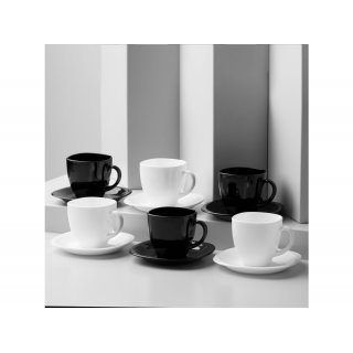 Komplet kawowy Carine White & Black 220 ml 12-elementowy LUMINARC