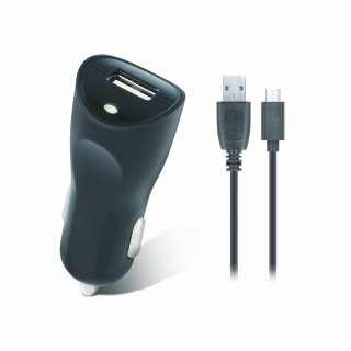 Ładowarka samochodowa SETTY USB 2A + kabel micro USB czarna TELFORCEONE