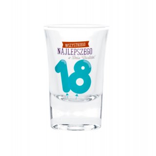 Kieliszki do wódki szklane 18-ste urodziny 50 ml 6 szt.