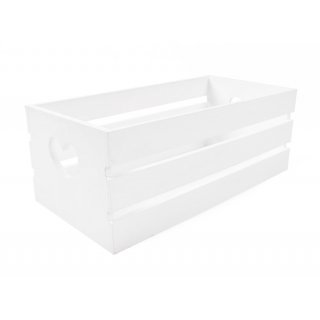 Skrzynka drewniana biała z wyciętymi sercami 32x16x12 TIN TOURS