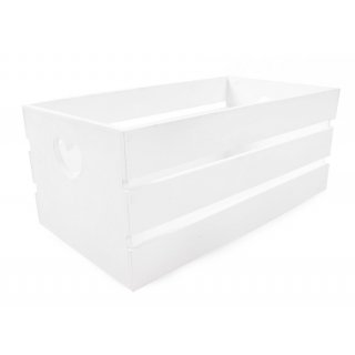 Skrzynka drewniana biała z wyciętymi sercami 36X20X15 TIN TOURS