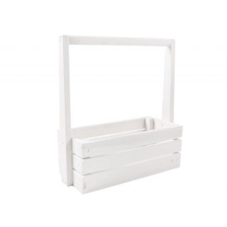 Skrzynka drewniana biała z pałąkiem 31x30x13 cm TIN TOURS