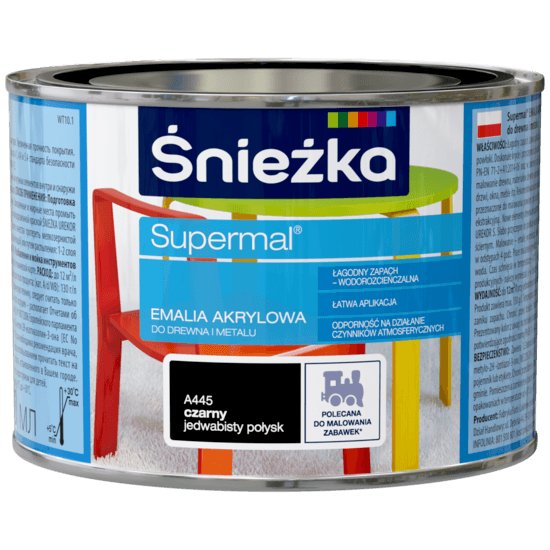 Farba emaliowo-akrylowa Supermal 0,4 L czarna ŚNIEŻKA