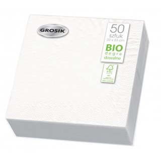 Serwetki stołowe białe 33x33 cm - 50 szt. GROSIK